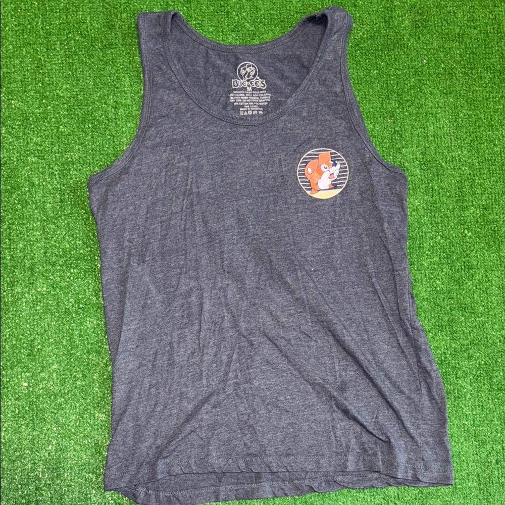Buc-ees Charcoal Tank Top with Character Design